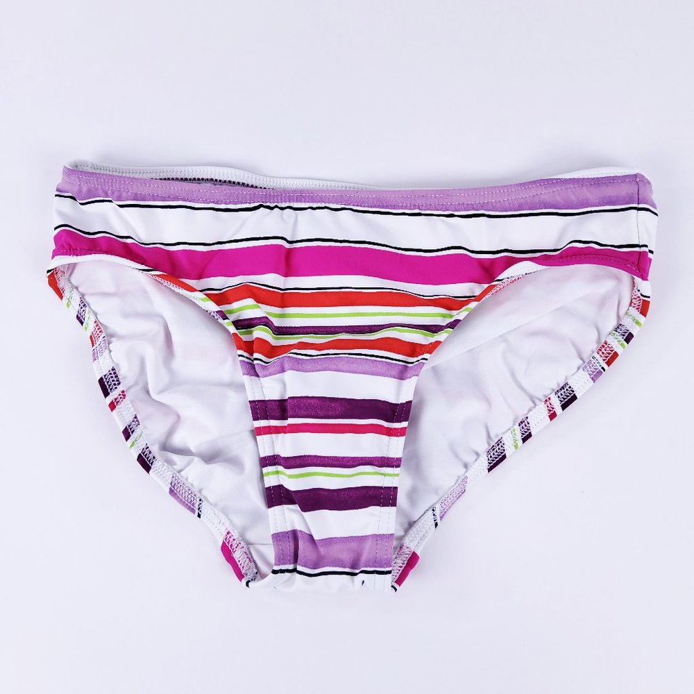 New Lands' End Bikini Bottom Light Fuchsia Maui Stripe 481433 Size 2